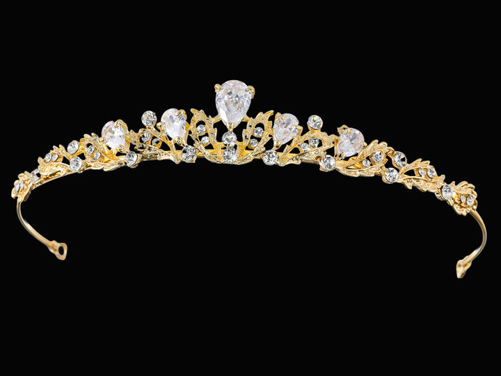 CR379_0 Crystal Flower Bridal Wedding Tiara Headband