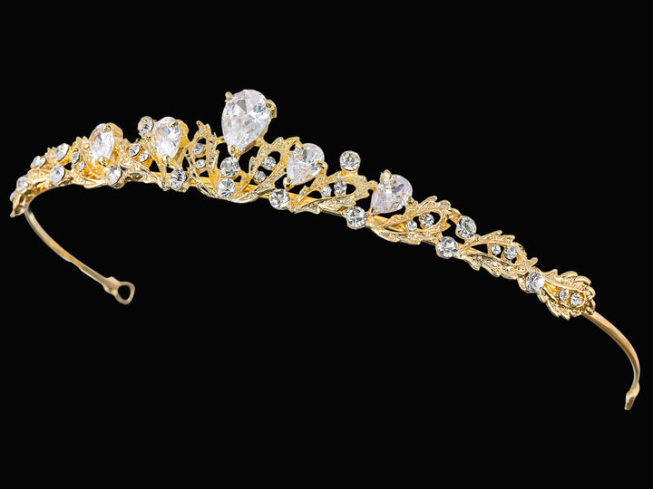 CR379_0 Crystal Flower Bridal Wedding Tiara Headband