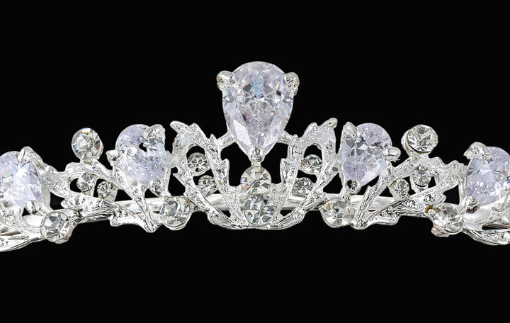 CR379_0 Crystal Flower Bridal Wedding Tiara Headband