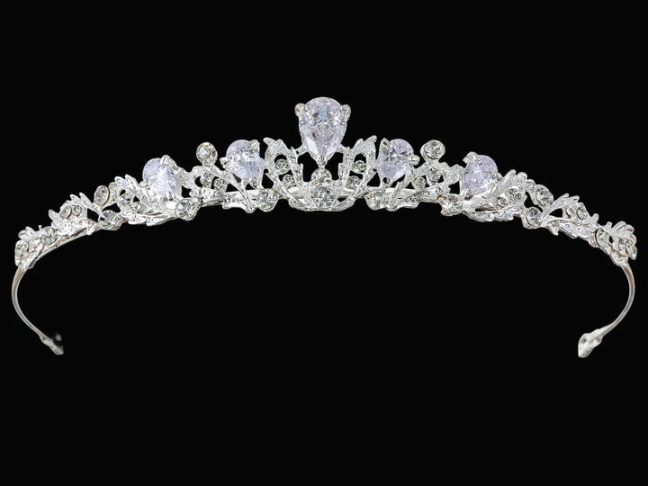 CR379_0 Crystal Flower Bridal Wedding Tiara Headband