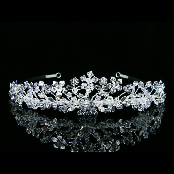 CRH016 Handmade Crystal Flower Bridal Wedding Tiara Crown