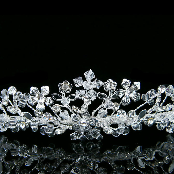 CRH016 Handmade Crystal Flower Bridal Wedding Tiara Crown