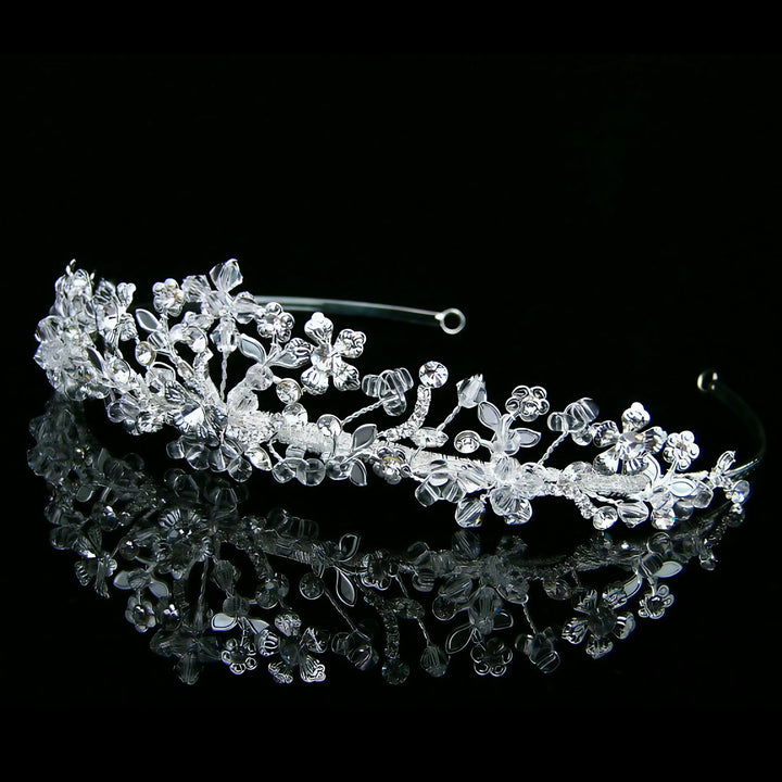 CRH016 Handmade Crystal Flower Bridal Wedding Tiara Crown