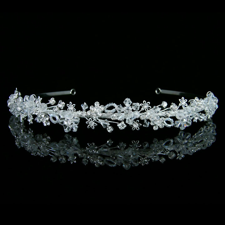 CRH021 Handmade Crystal Flower Bridal Headband Tiara