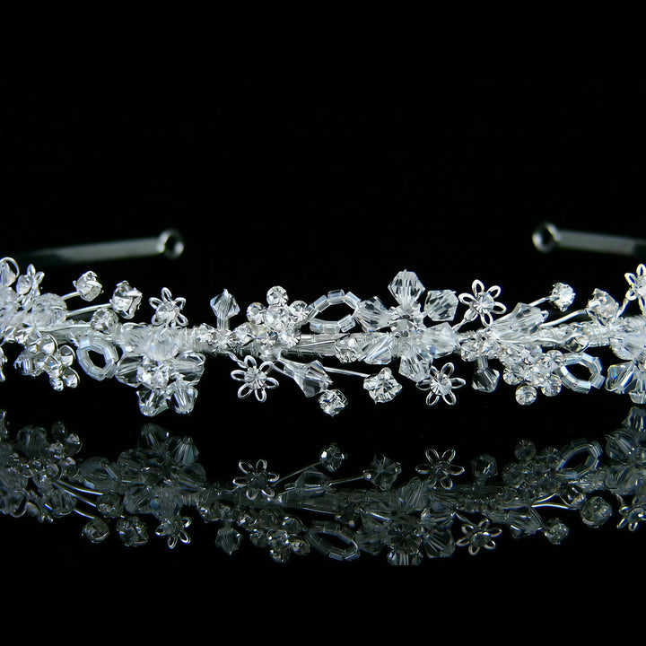 CRH021 Handmade Crystal Flower Bridal Headband Tiara