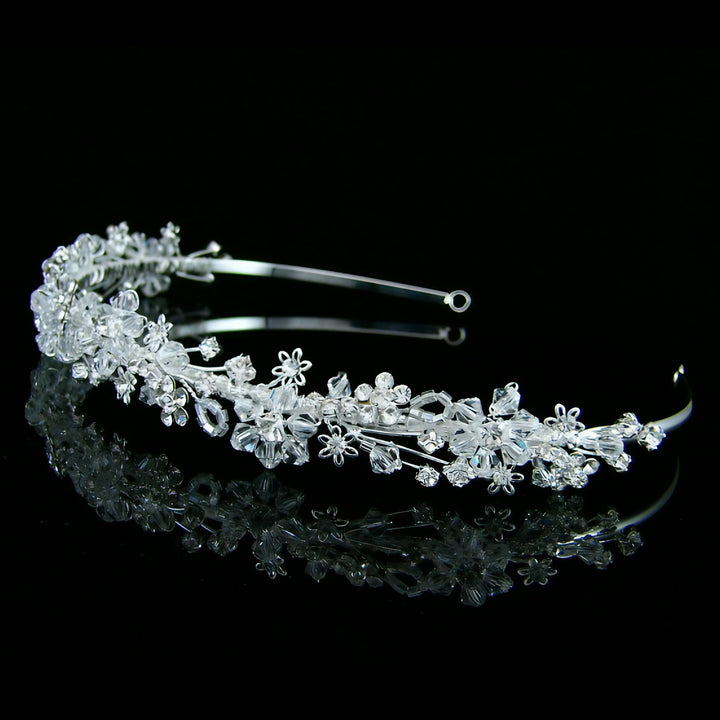 CRH021 Handmade Crystal Flower Bridal Headband Tiara