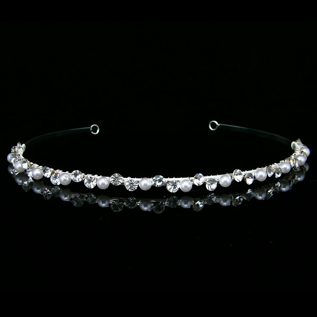 CRH027 Handmade Crystal Pearl Bridal Headband Tiara Crown