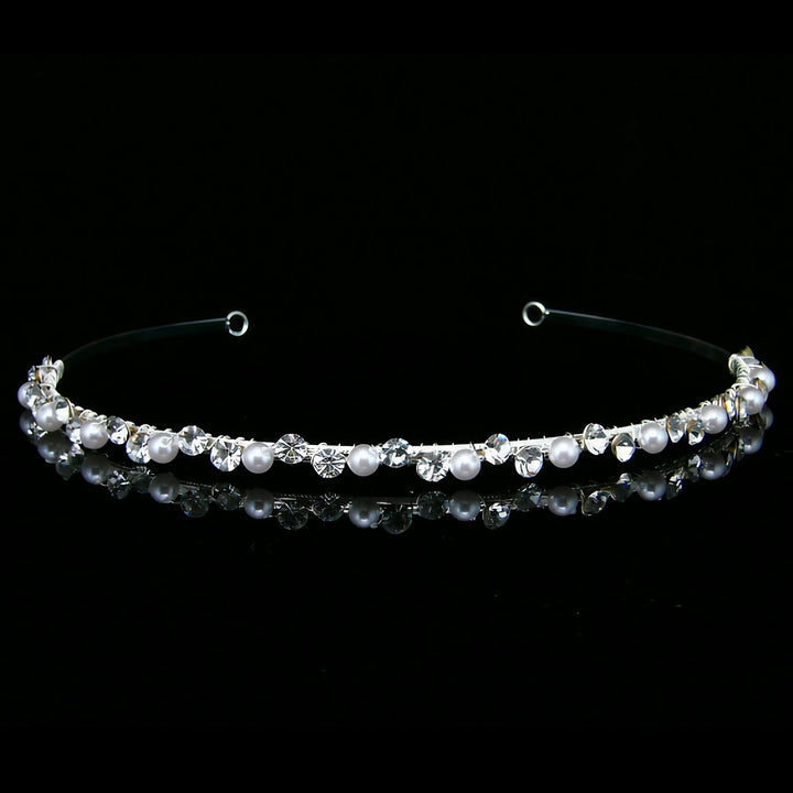 CRH027 Handmade Crystal Pearl Bridal Headband Tiara Crown