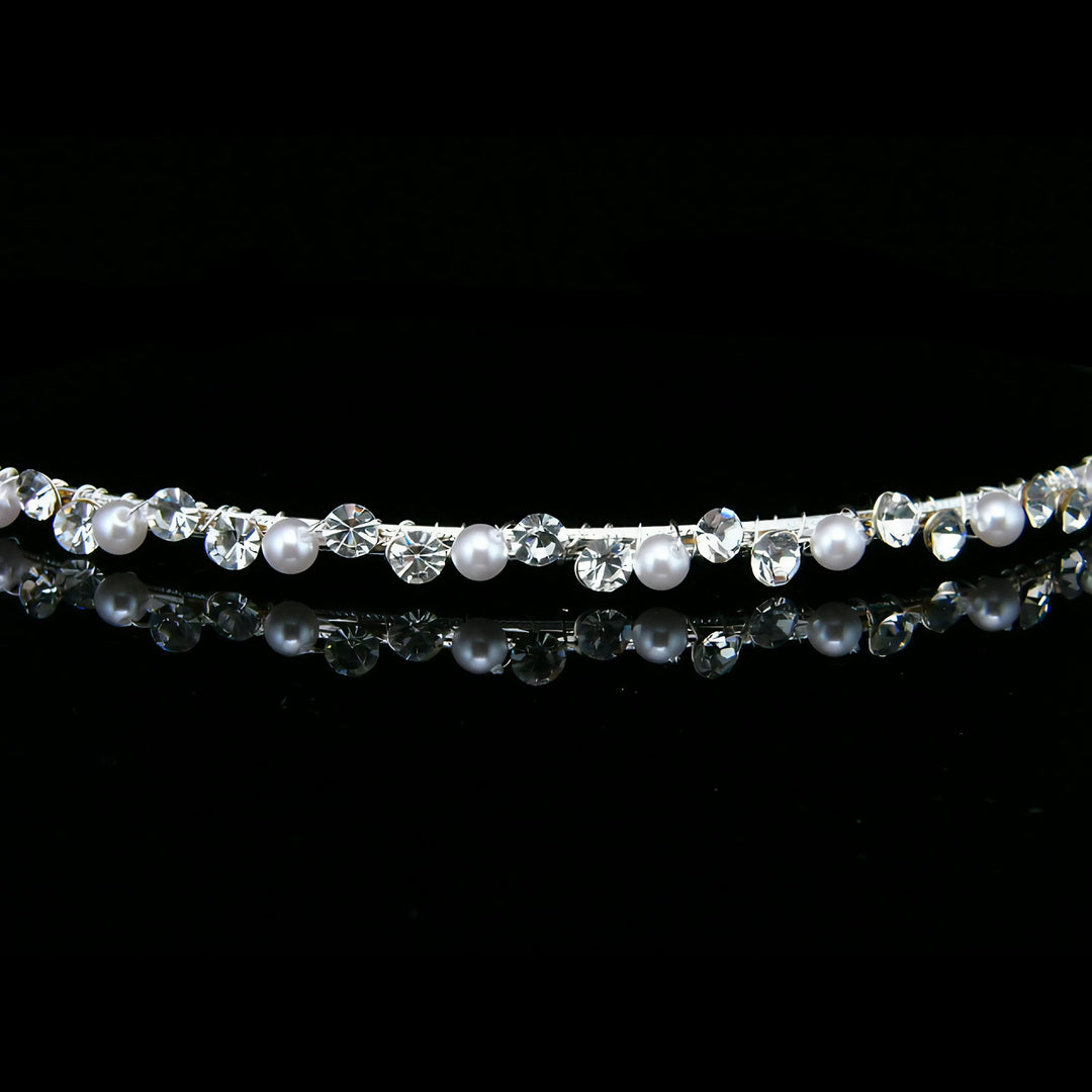 CRH027 Handmade Crystal Pearl Bridal Headband Tiara Crown