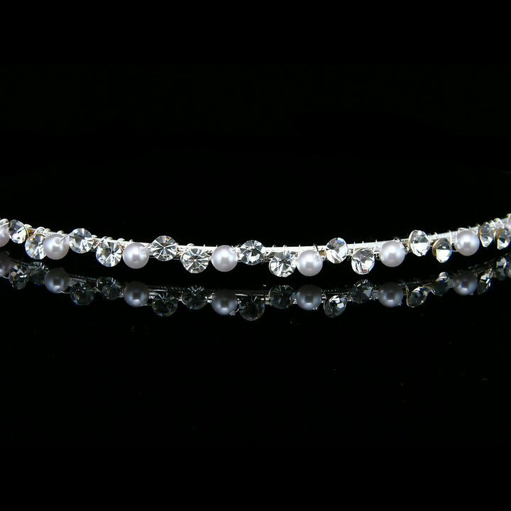 CRH027 Handmade Crystal Pearl Bridal Headband Tiara Crown