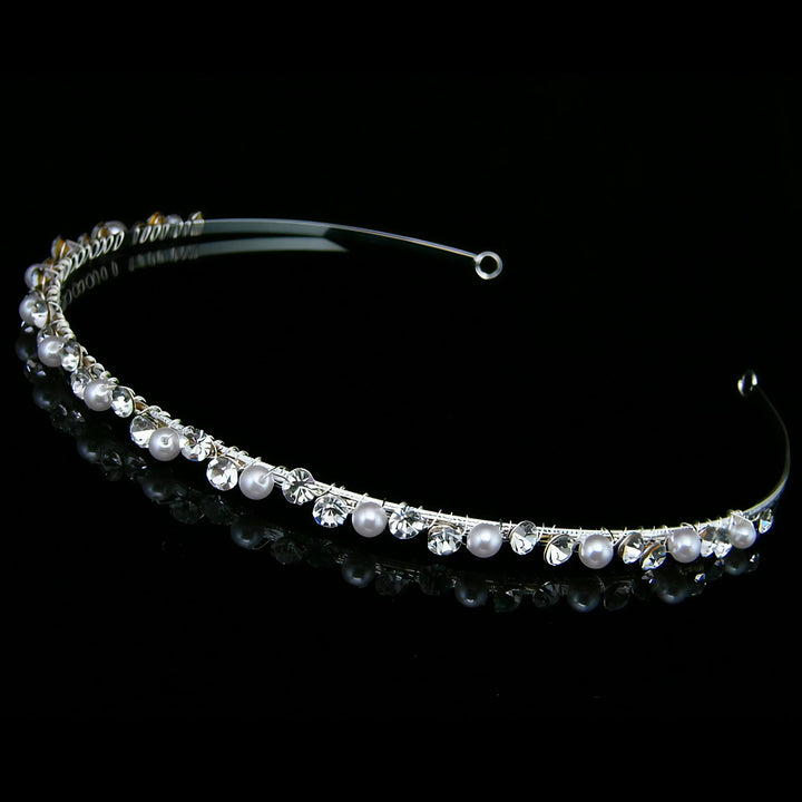 CRH027 Handmade Crystal Pearl Bridal Headband Tiara Crown