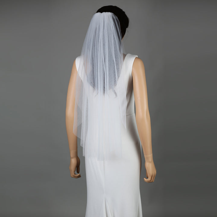 Classic Raw Cut Edge Bridal Veil, Soft Tulle, Elbow, Fingertip, Knee Length FS6358