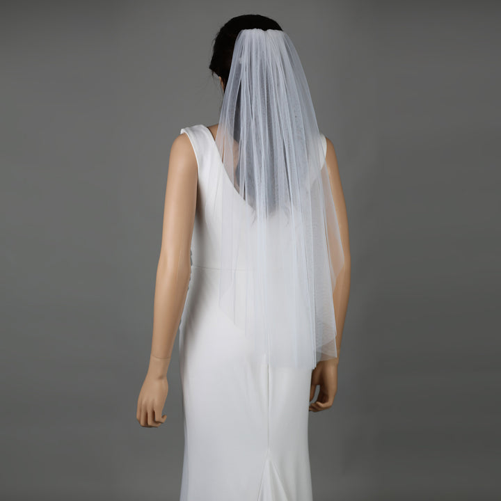 Classic Raw Cut Edge Bridal Veil, Soft Tulle, Elbow, Fingertip, Knee Length FS6358