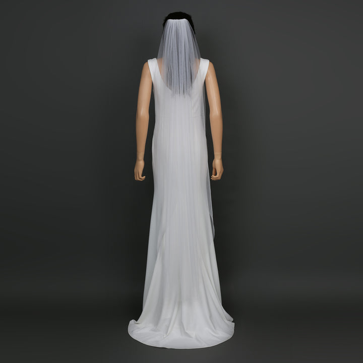 Classic Raw Cut Edge Bridal Veil, Soft Tulle, Waltz, Floor, Chapel Length FS6358