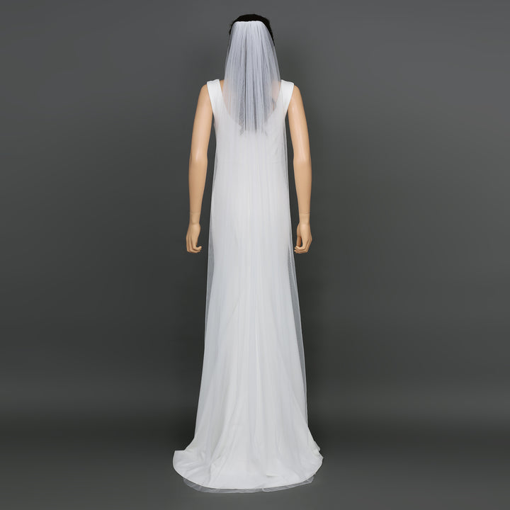 Classic Raw Cut Edge Bridal Veil, Soft Tulle, Waltz, Floor, Chapel Length FS6358