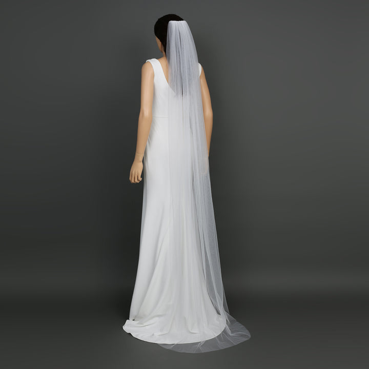 Classic Raw Cut Edge Bridal Veil, Soft Tulle, Waltz, Floor, Chapel Length FS6358