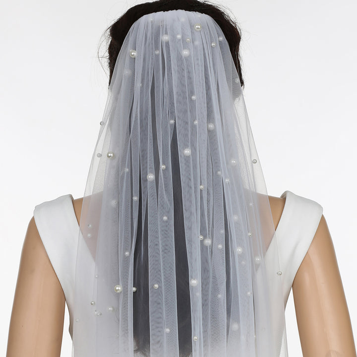 FS6355 Scattered Pearls Bridal Wedding Veil 39" 118"