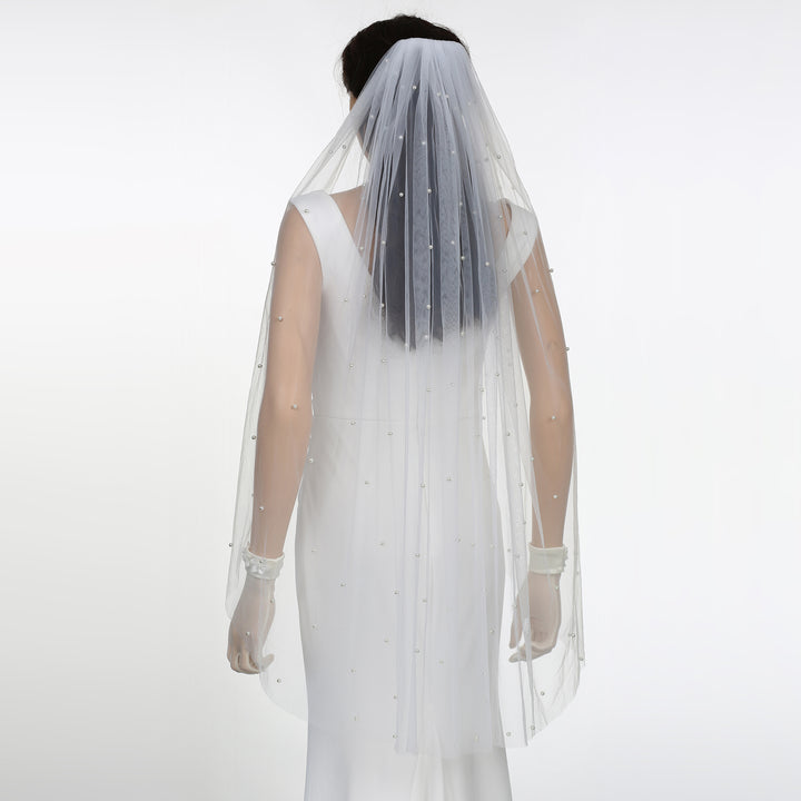 FS6357 Scattered Pearls Bridal Wedding Veil 30" 39" 118"