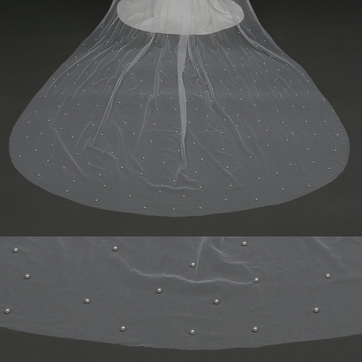 FS6357 Scattered Pearls Bridal Wedding Veil 30" 39" 118"